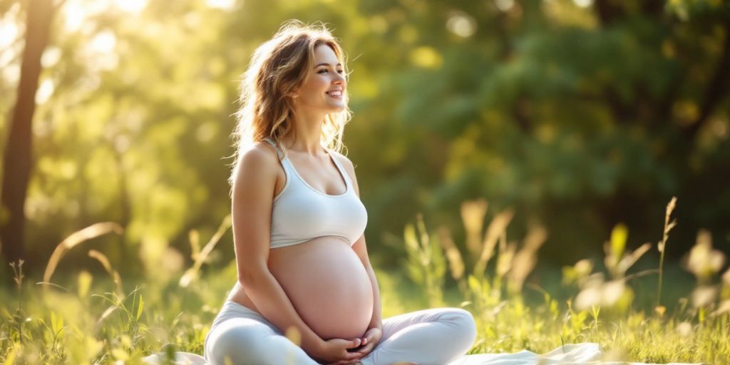 Mother exercising outdoors after pregnancy, promoting wellness.