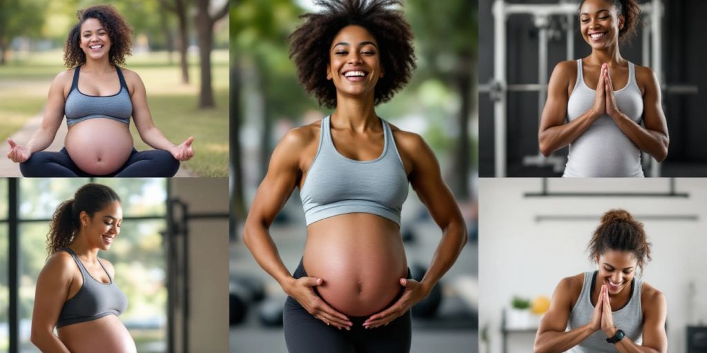 Mothers exercising happily after pregnancy, showcasing their fitness journeys.